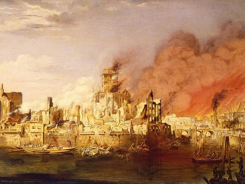 1795-Ditlev Martens - Il grande incendio di Amburgo del 5 maggio 1842
